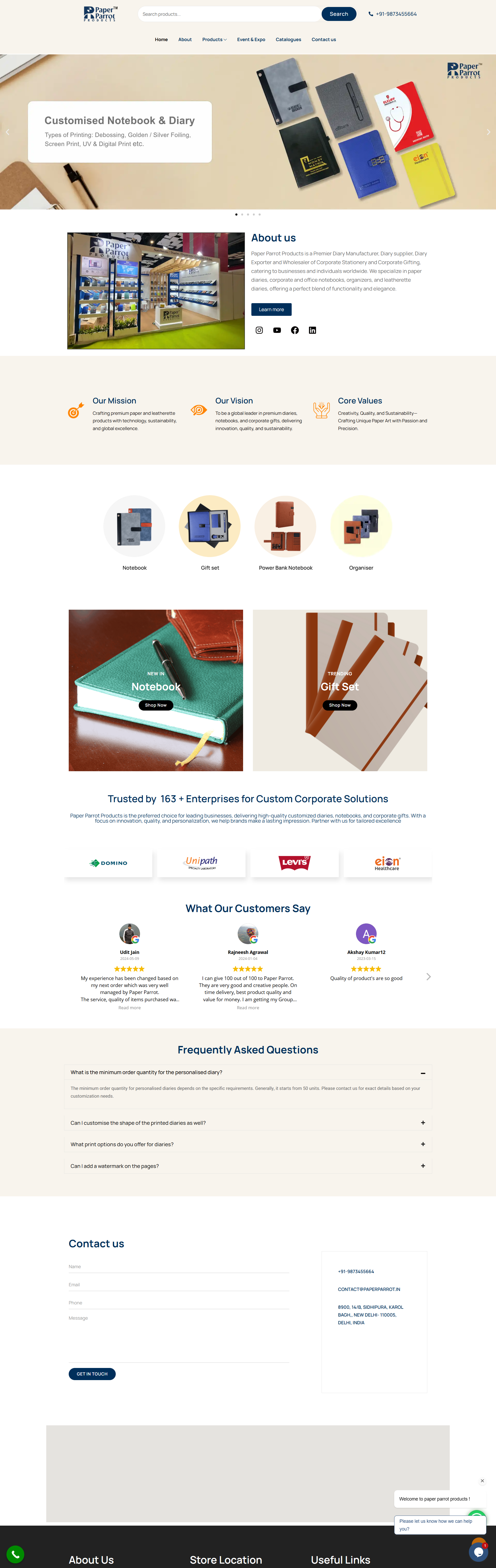 Paper Parrot website snapshot